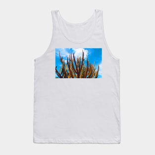 Aged image effect tall green candelabra cactus in Auckland Botanical Gardens. Tank Top